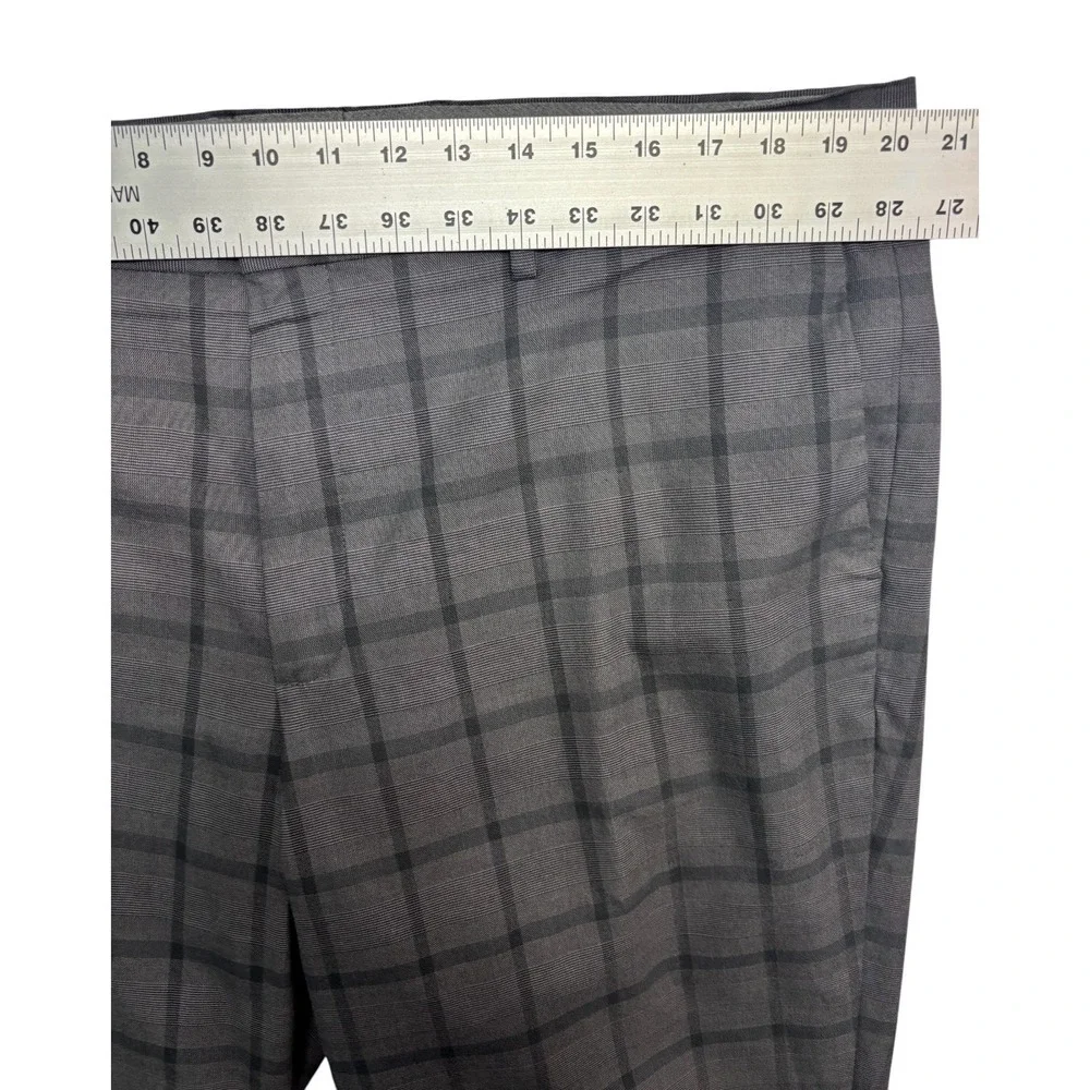 Banana Republic 38x32 Gray Windowpane Chino Dress Pants Trouser Cotton Slim Fit